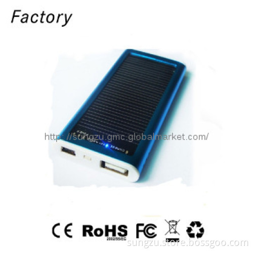 Mini solar power bank with external battery backup power